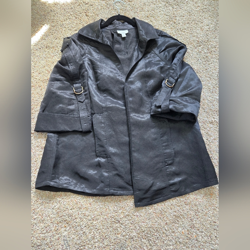 Nwt Charter Club mint julep women's plus size open front deep black jacket OX